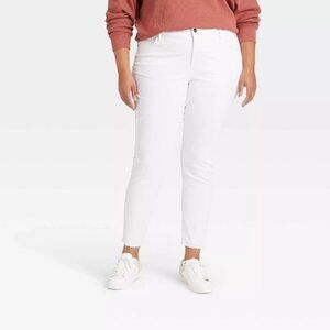 NWT Ava & Viv Mid-Rise White Cotton Skinny Jeans No Gap Waist 18R